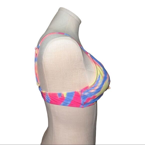 Tommy Hilfiger Tie-Dye Tie-Front Bikini Top Swirl Hot Pink XL NWT - Picture 5 of 9